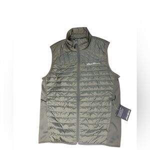 Men’s Eddie Bauer Emberlite Hybrid Puffer Olive Green full zip vest